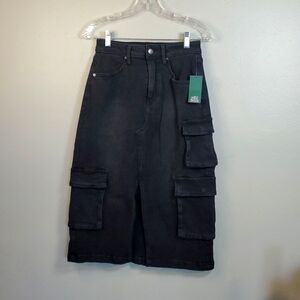 NWT Wild Fable Women's black wash, long denim skirt. Size small